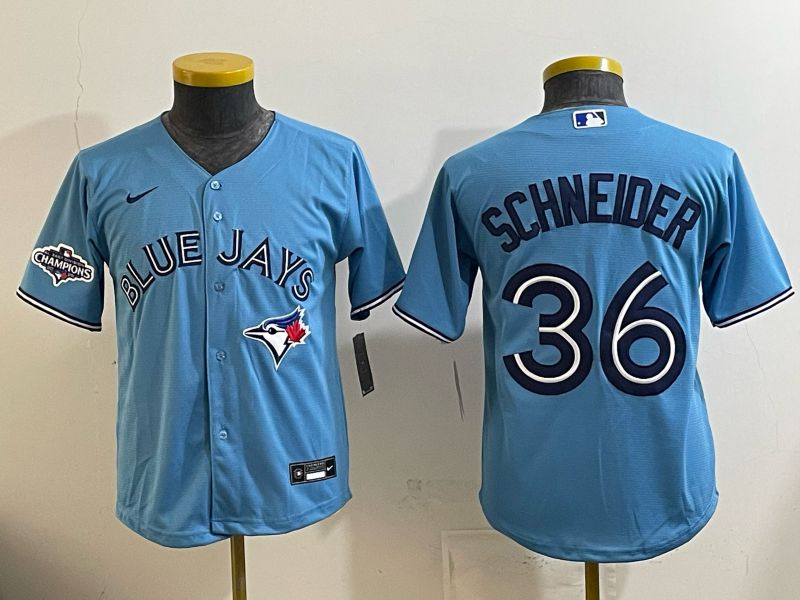 Youth 2025 Nike Toronto Blue Jays #36 Schneider Light Blue Game MLB Jersey 04->youth mlb jersey->Youth Jersey